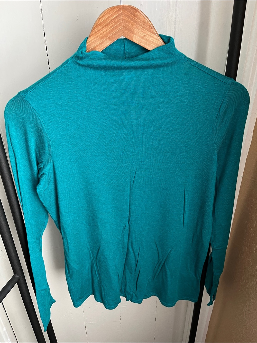 Nine West Teal Long-Sleeve Mock Neck Sweater